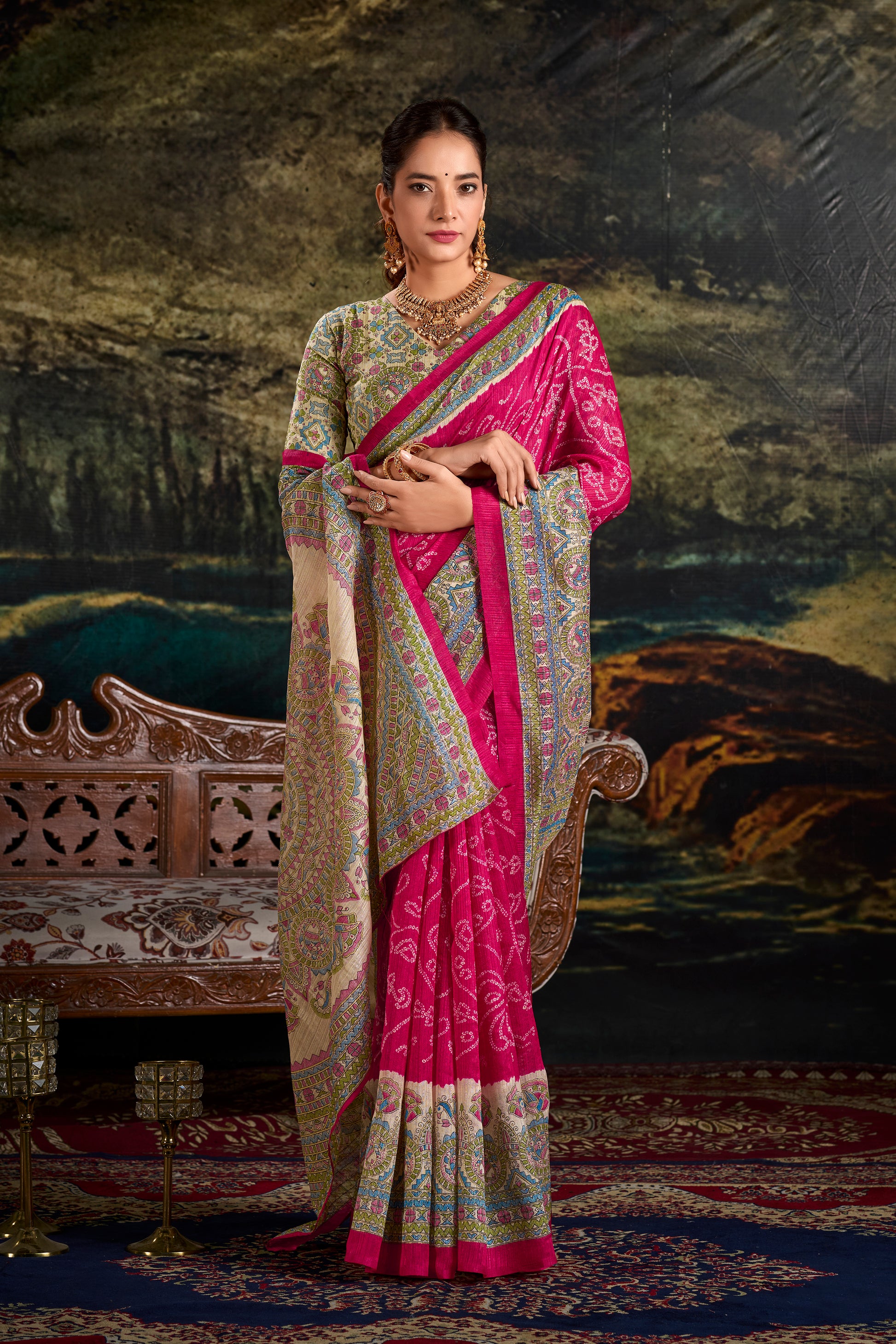Madhubani Bandhej Print Saree