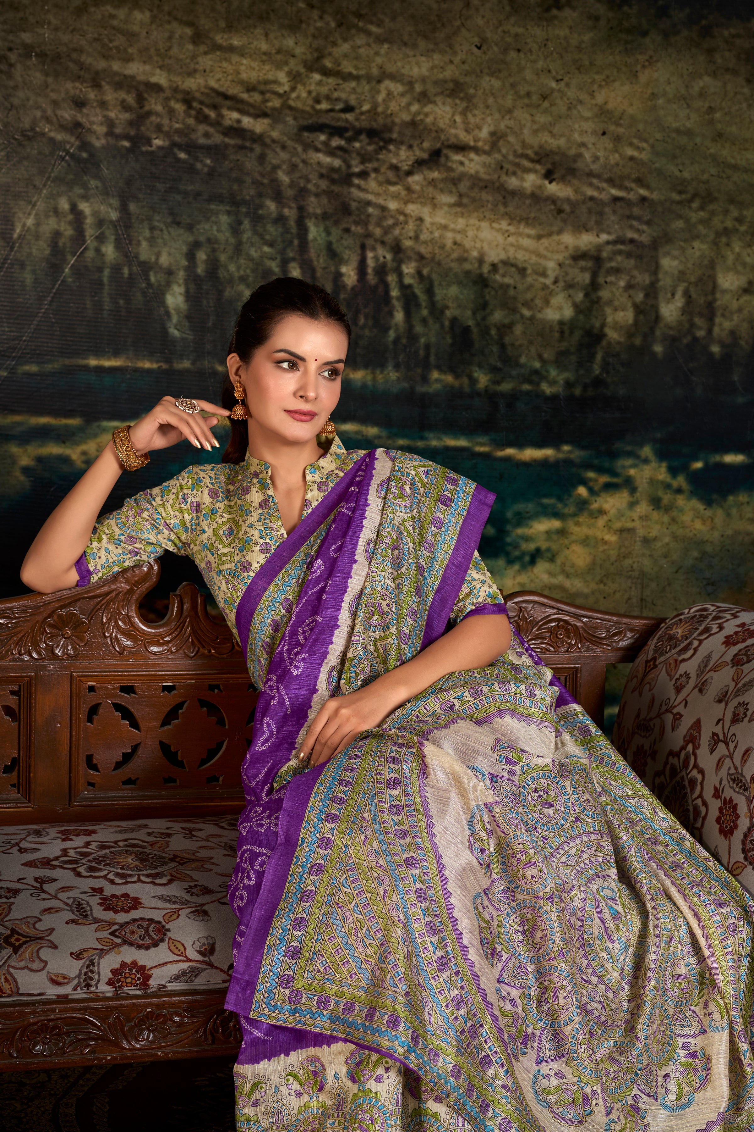 Madhubani Bandhej Print Saree