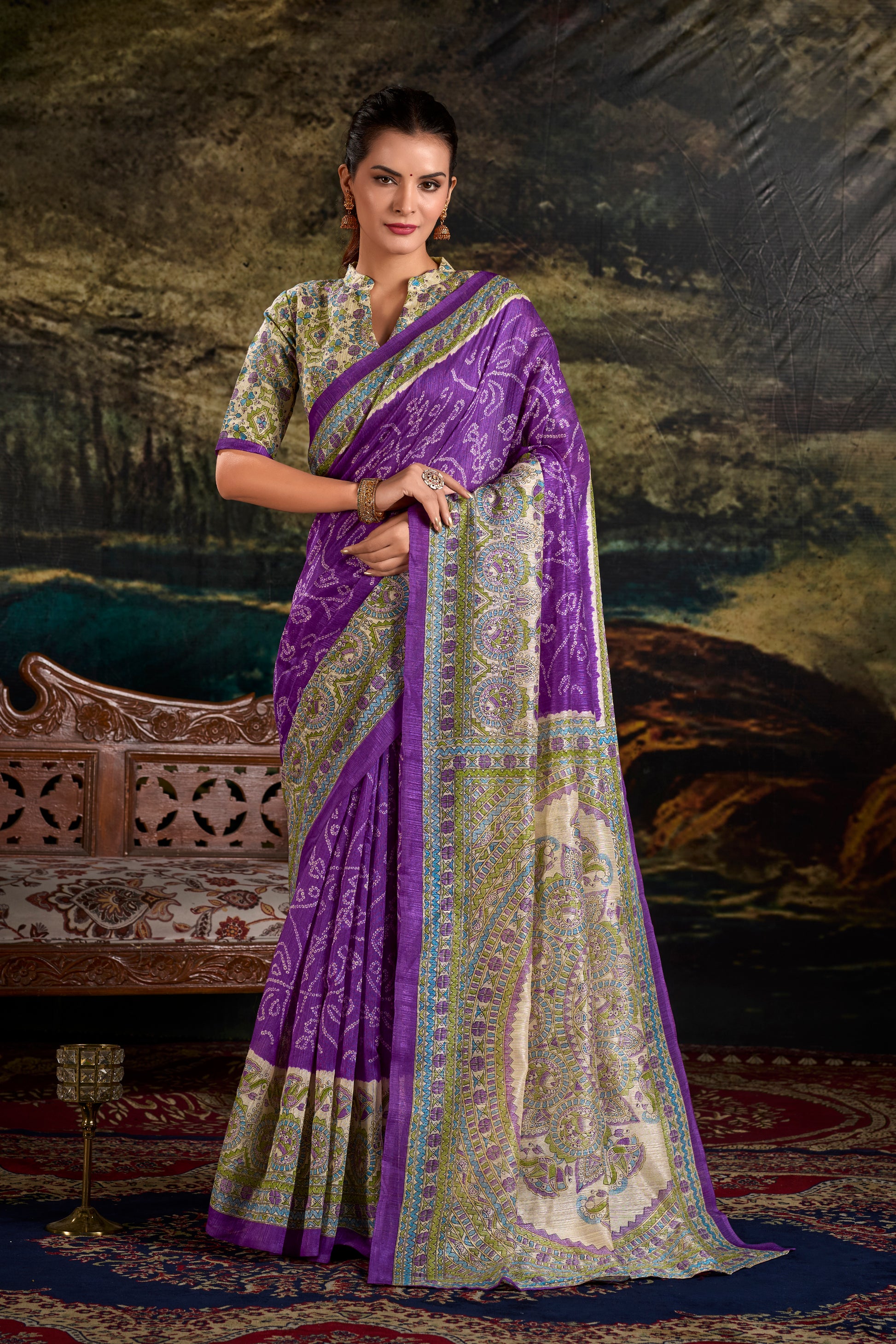 Madhubani Bandhej Print Saree