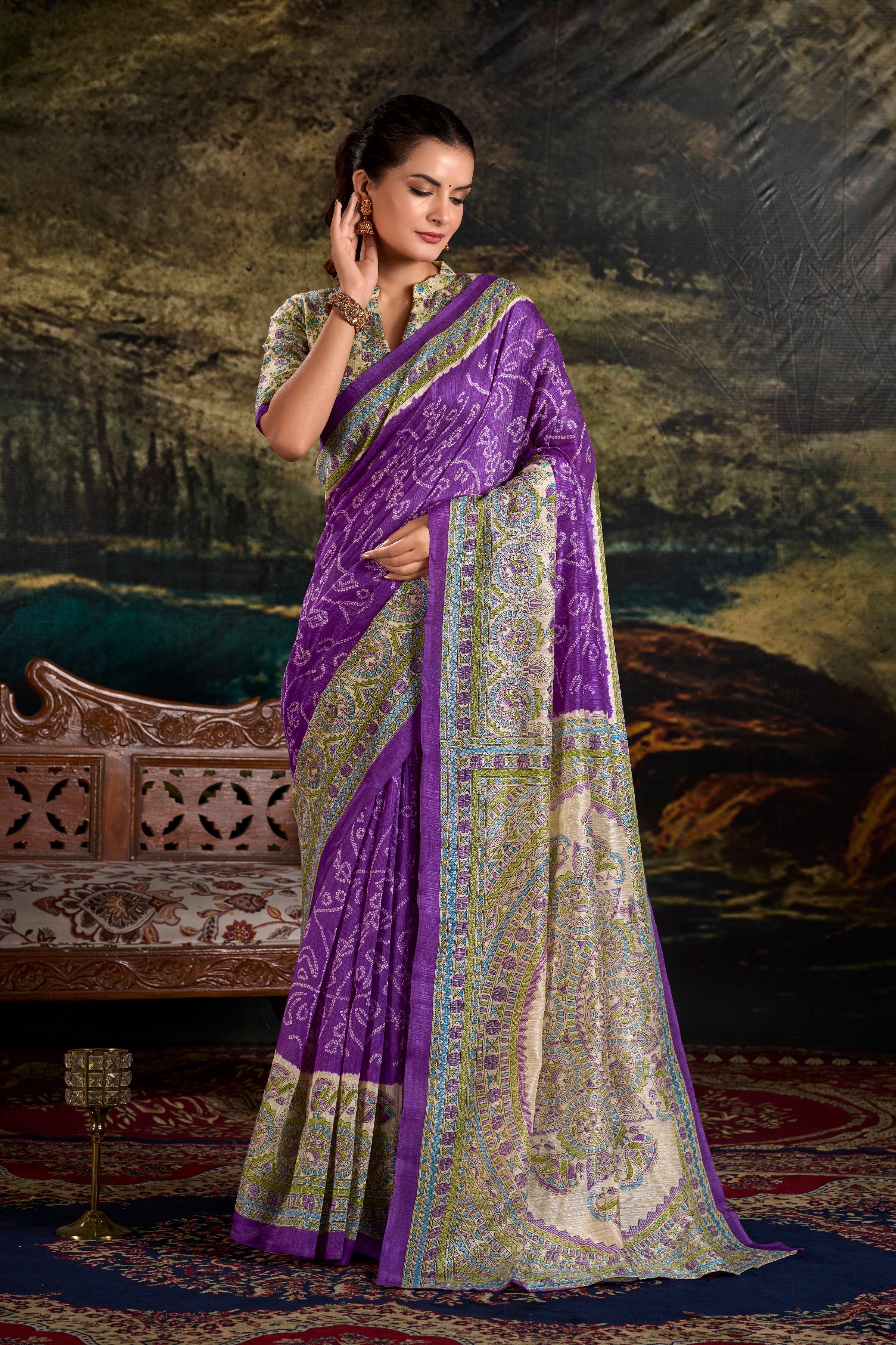 Madhubani Bandhej Print Saree