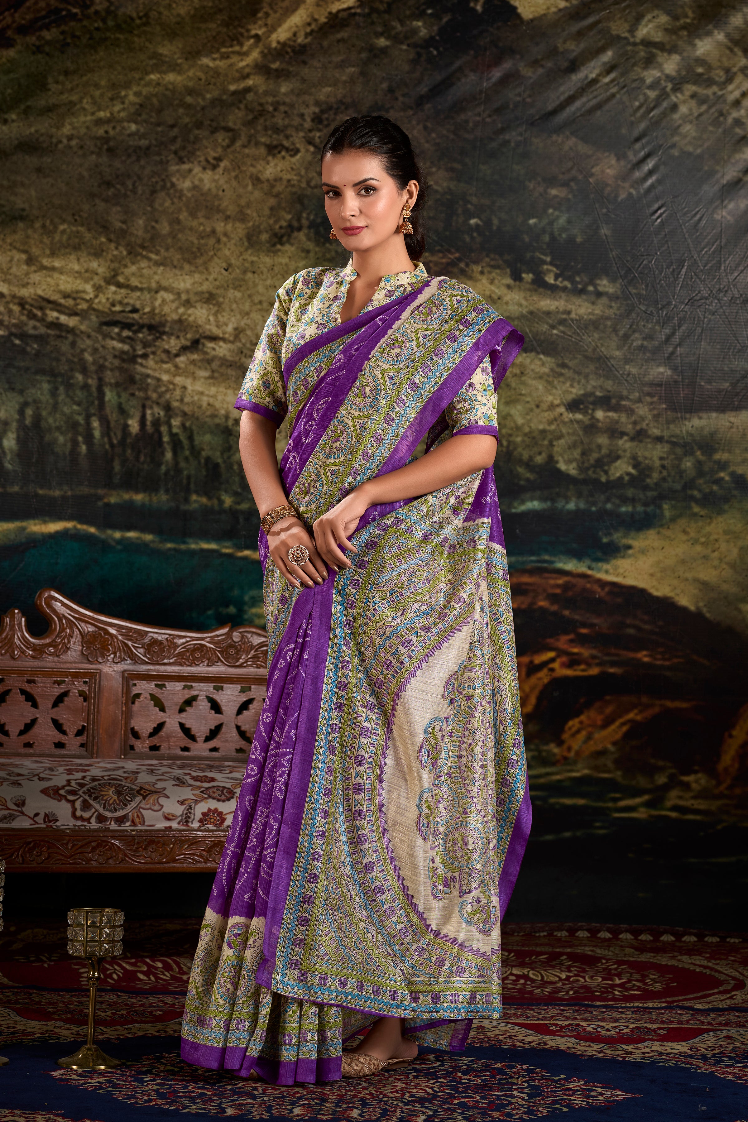 Madhubani Bandhej Print Saree