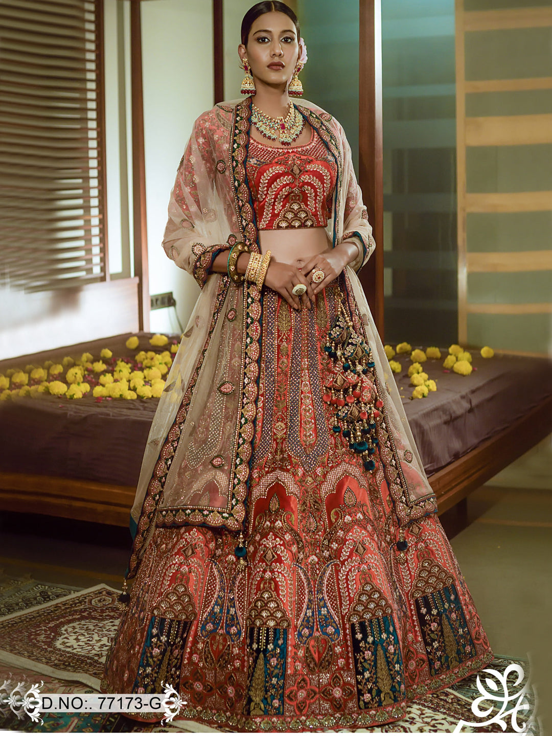 Saanware Designer Bridal Wear Lehenga D.No 77173 Anant Tex Exports Private Limited