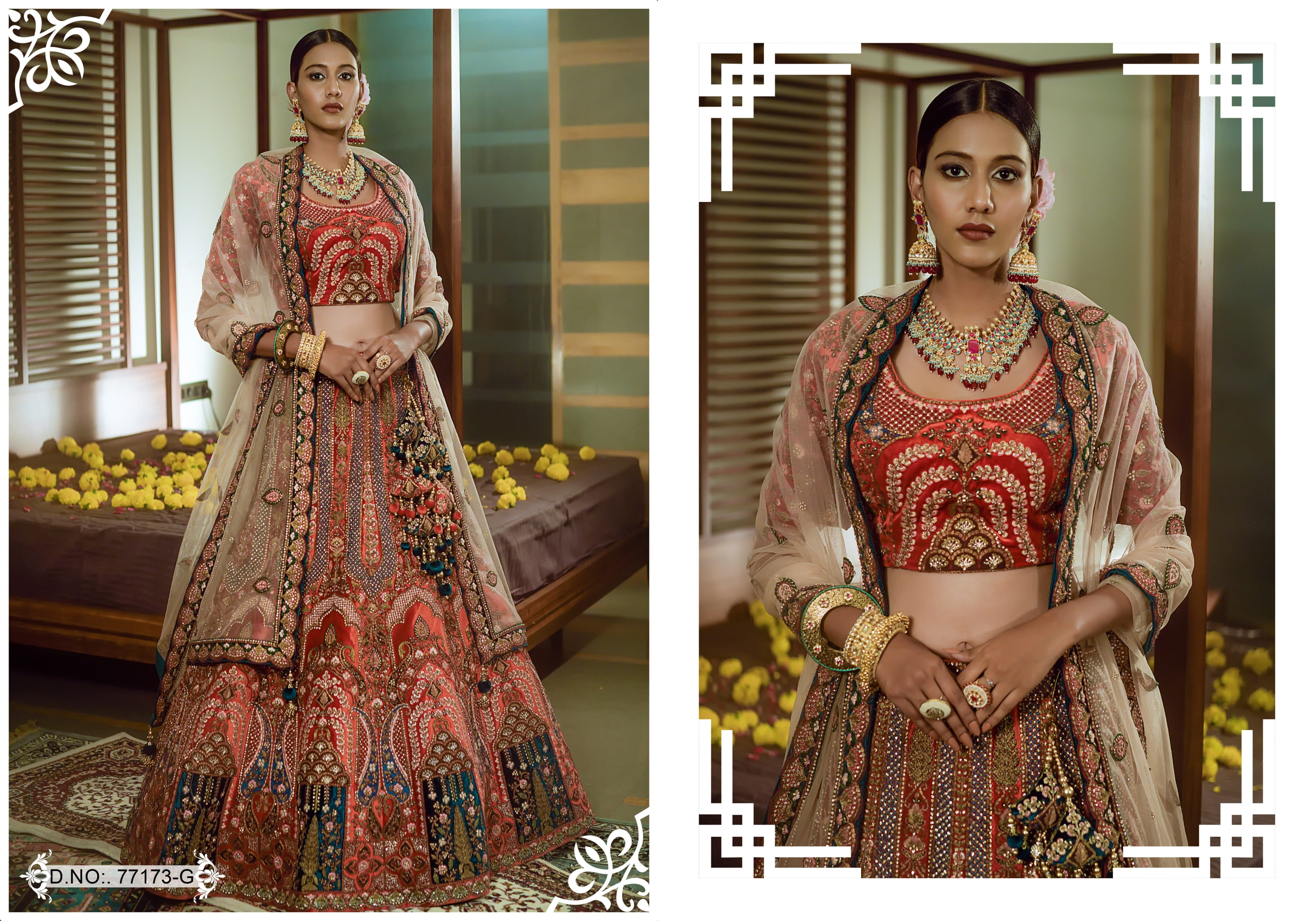 Saanware Designer Bridal Wear Lehenga D.No 77173 Anant Tex Exports Private Limited