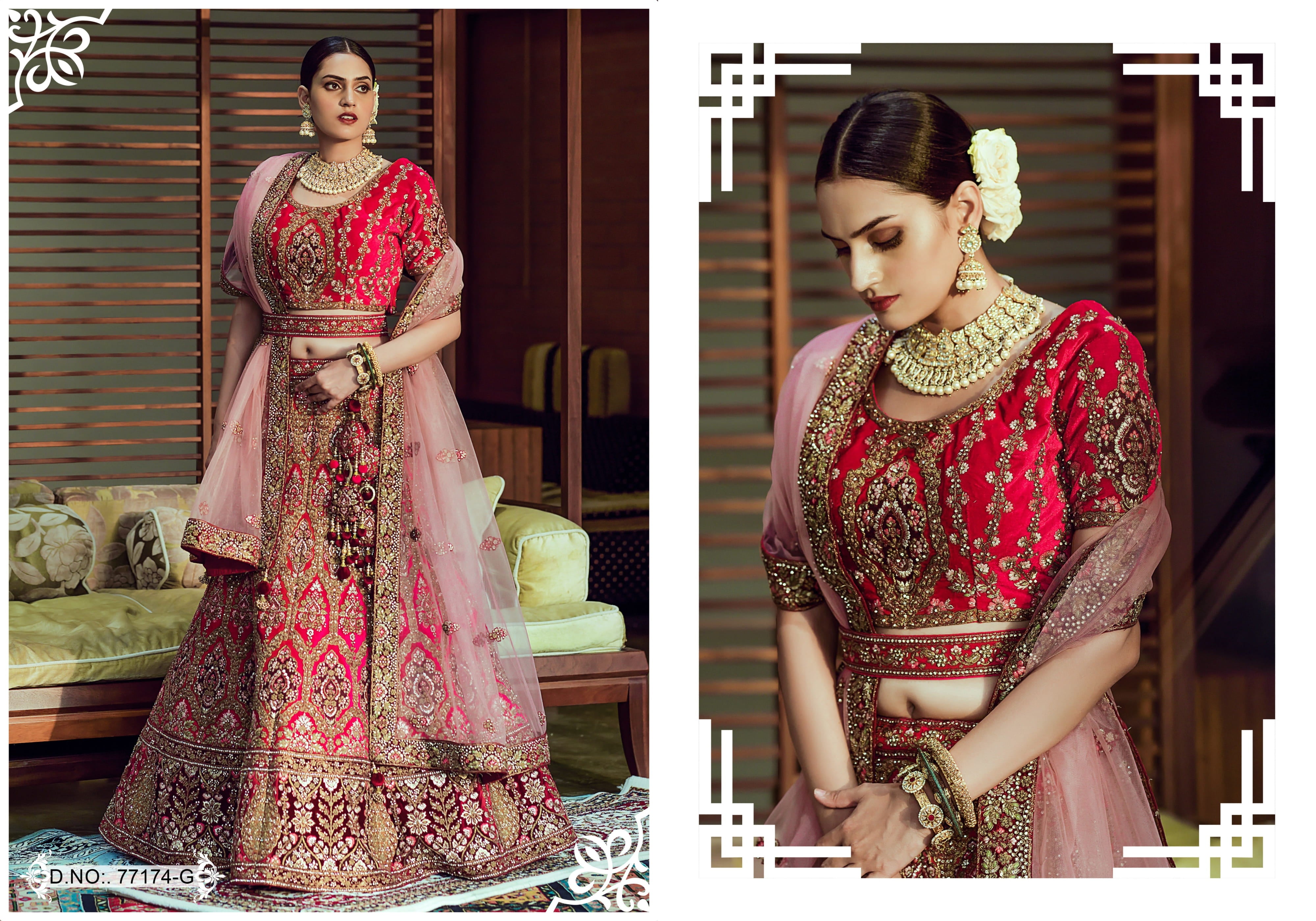 Saanware Designer Bridal Wear Lehenga D.No 77174 Anant Tex Exports Private Limited