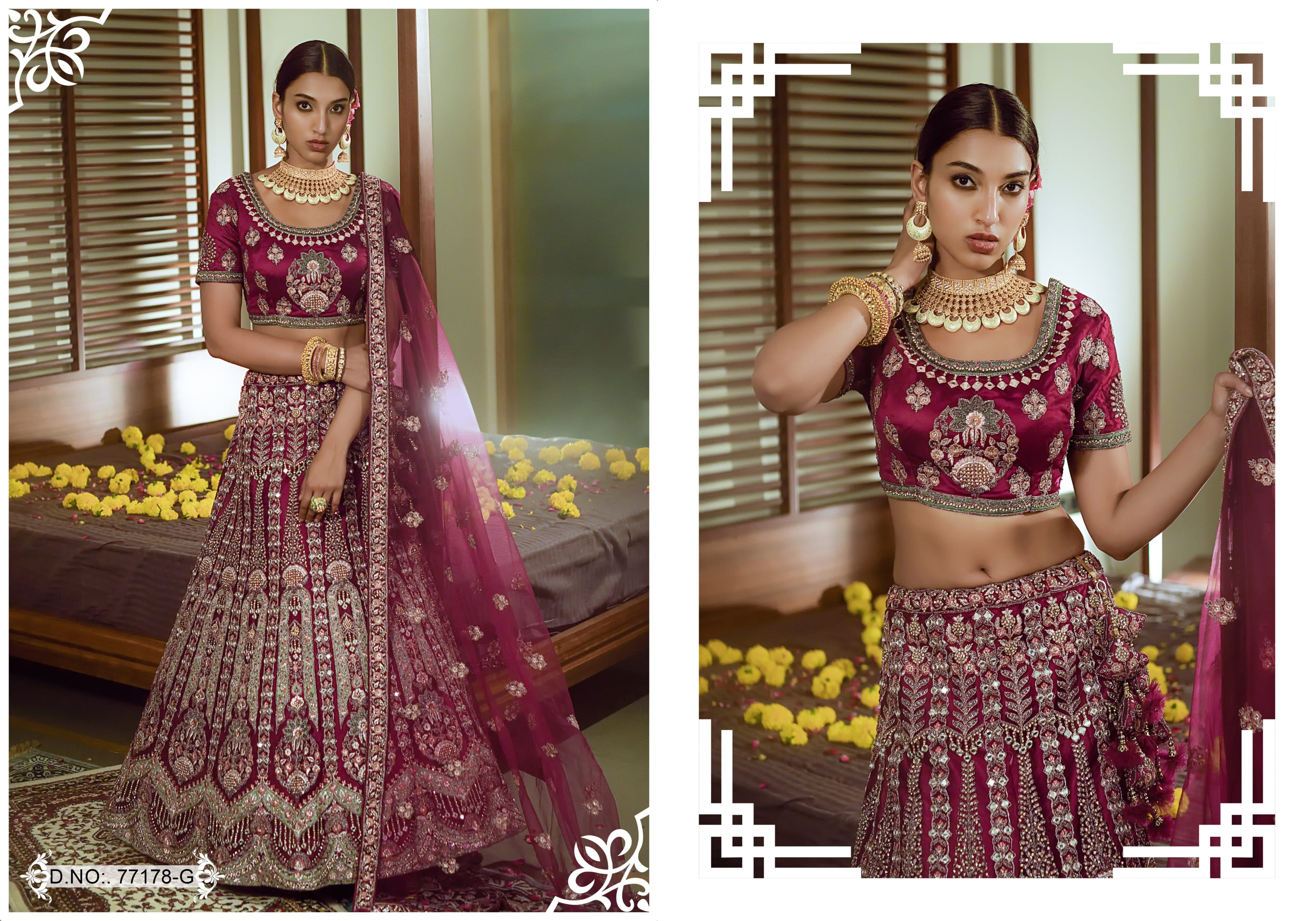 Saanware Designer Bridal Wear Lehenga D.No 77178 Anant Tex Exports Private Limited