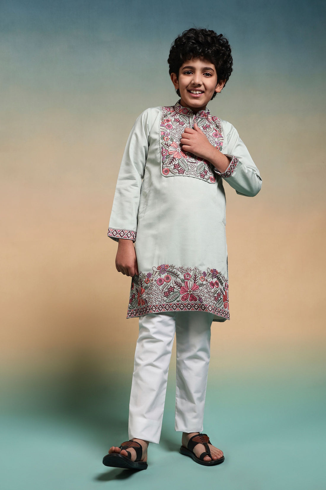 Pista Pure Viscose Silk Kids Boy Kurta Pajama