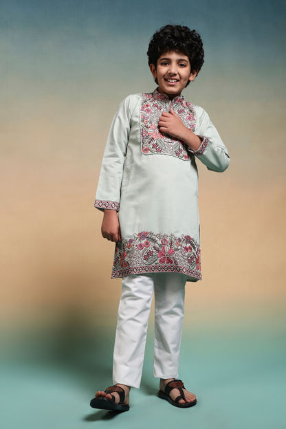 Pista Pure Viscose Silk Kids Boy Kurta Pajama