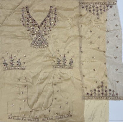 Off White Pure Chandnia Silk Handwork Motif Peacock Pattern Crystal Beads Multi Thread Dori &amp; Sequins Work Bridal Lehenga Choli