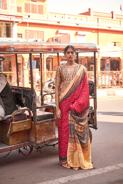 Gajji Lagdi Patrta Silk Saree