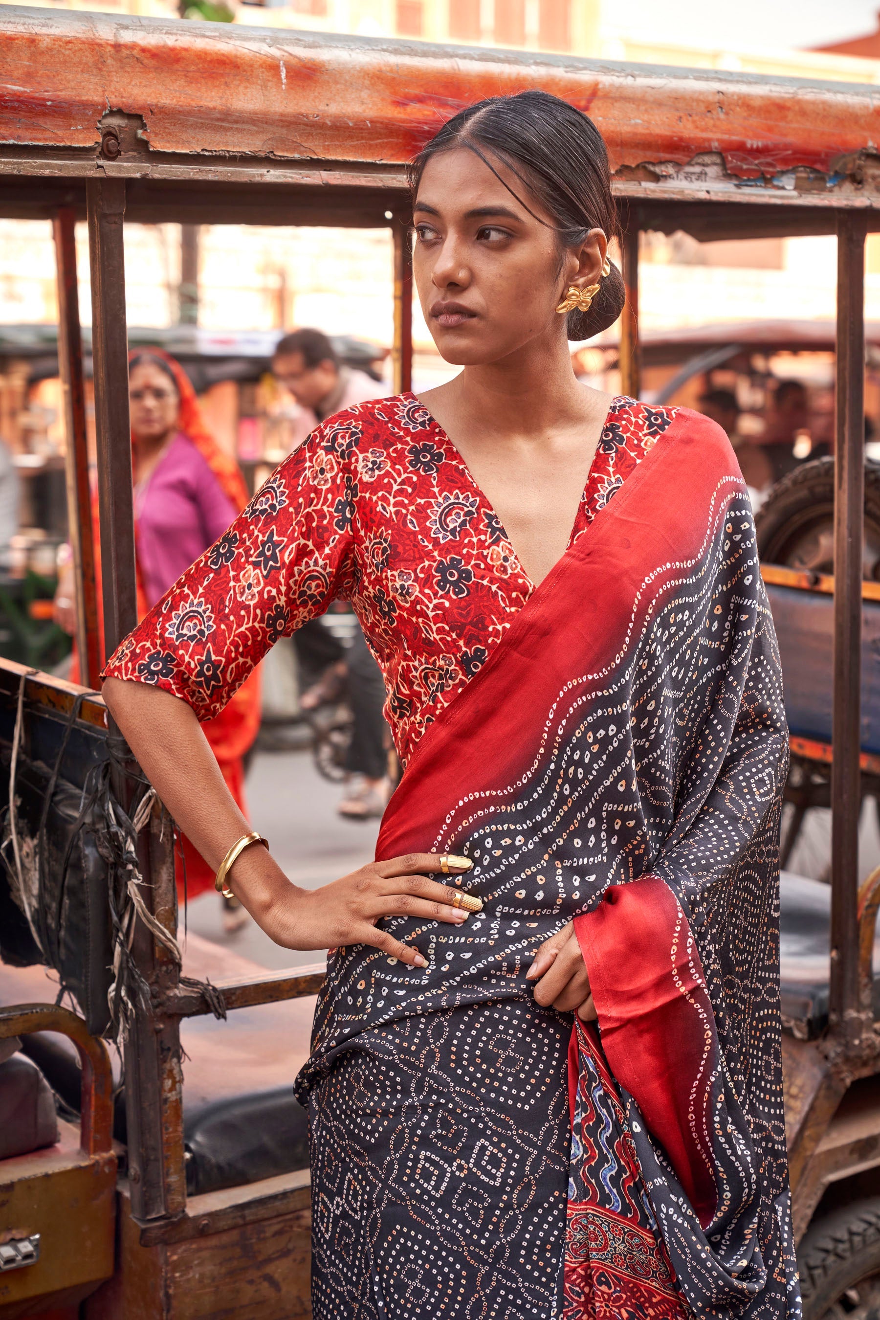 Gajji Lagdi Patrta Silk Saree