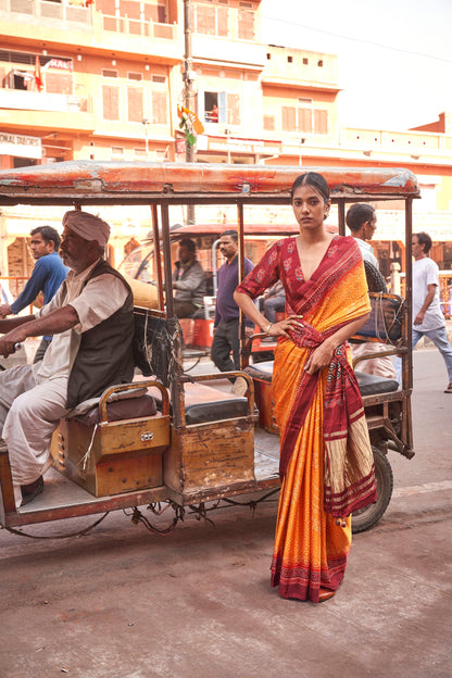 Gajji Lagdi Patrta Silk Saree