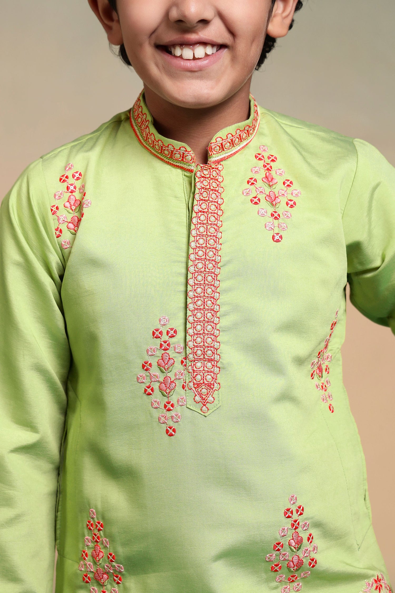 Pista Pure Viscose Silk Kids Boy Kurta Pajama 