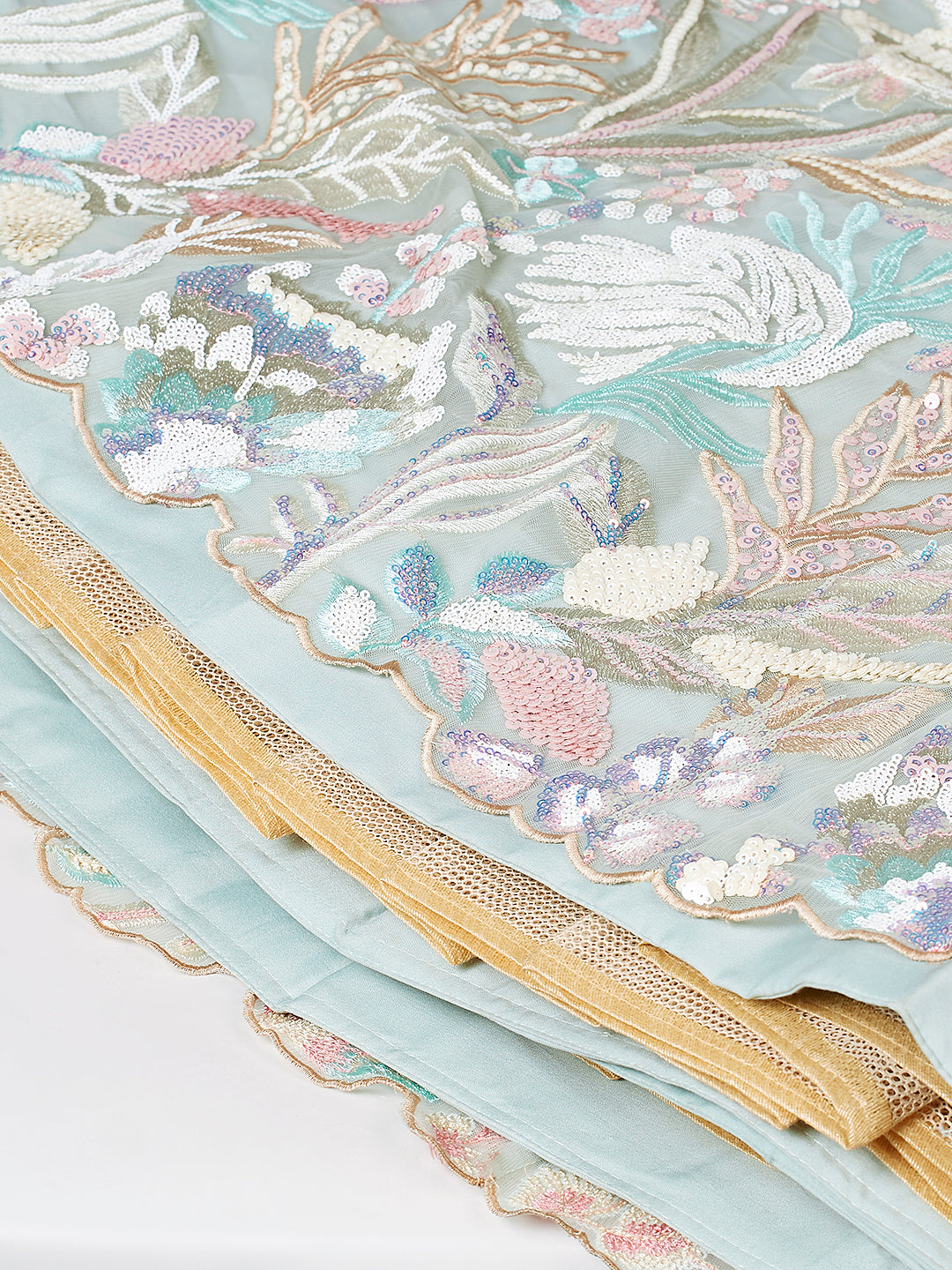 Dupatta with sequin embroidery and ethnic motifs

