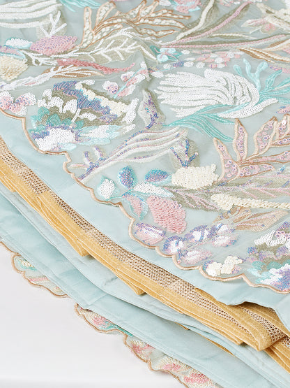 Dupatta with sequin embroidery and ethnic motifs

