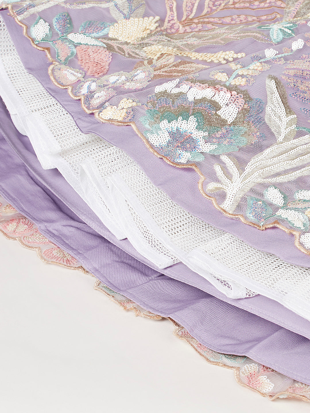 Dupatta with sequin motifs and cutwork border

