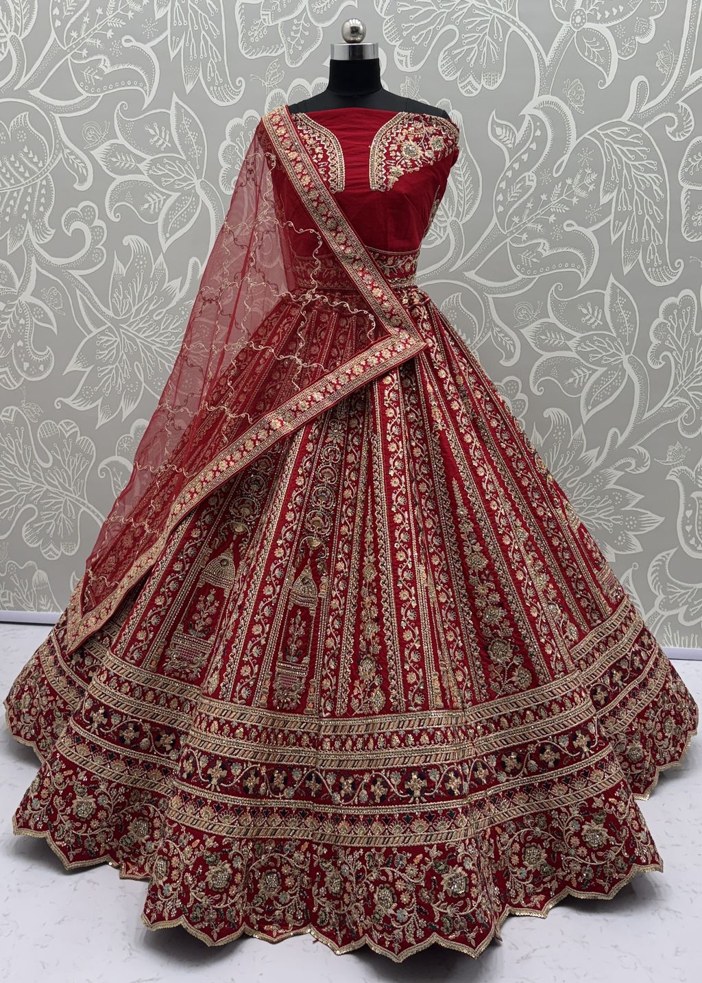 Red Pure Soft Silk Premium Bridal Lehenga Choli Wedding Lehenga Choli Anant Tex Exports Pvt.Ltd..
