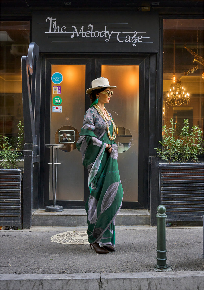 Beautiful Casual Wear Satin Georgette With Digital Print Saree