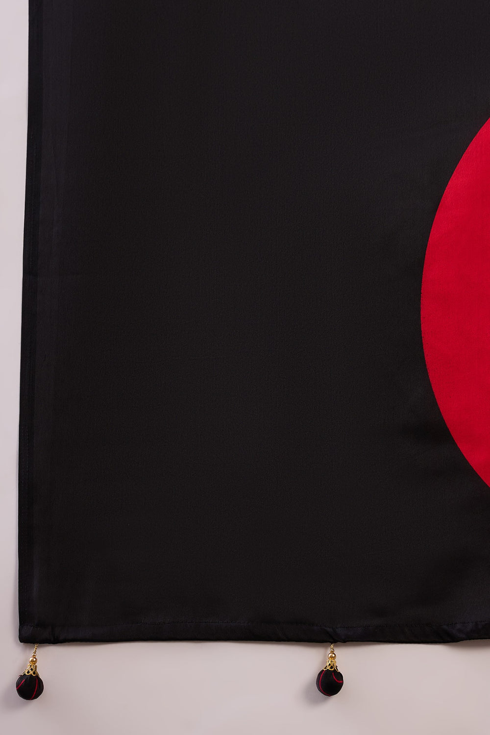 Black and Red Printed Satin Gaji Silk Saree 