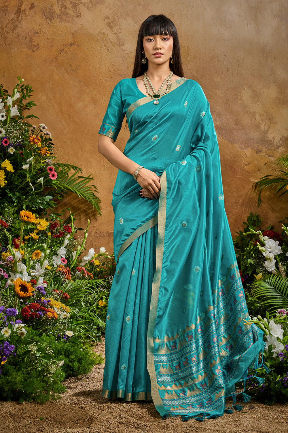 Blue Pure Soft Tussar Handloom Silk Saree 