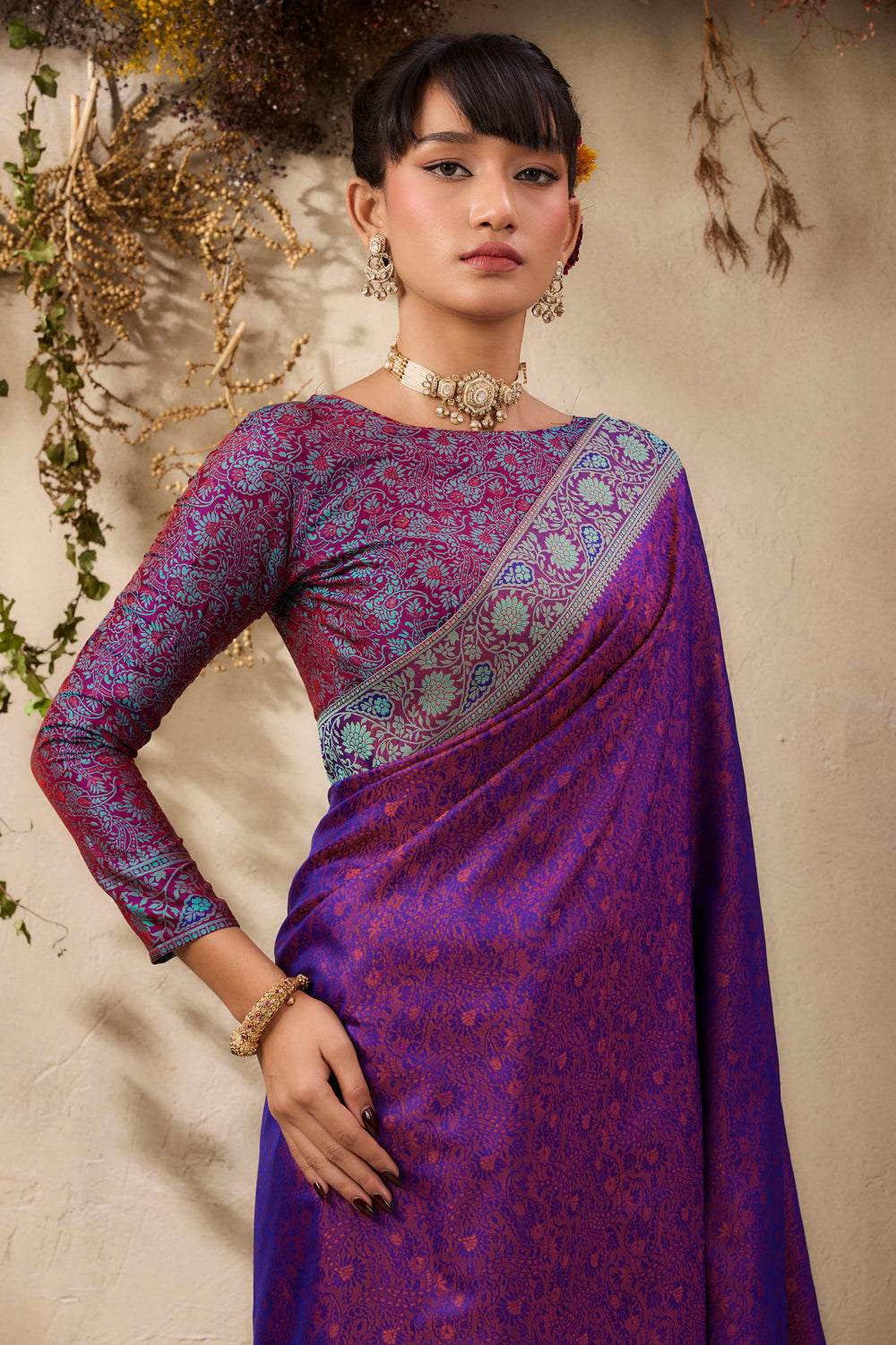 Purple Pure Silk Kanjivaram Handloom Banarasi Saree 
