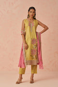 Mustard kurta and dull santoon pants for festive look