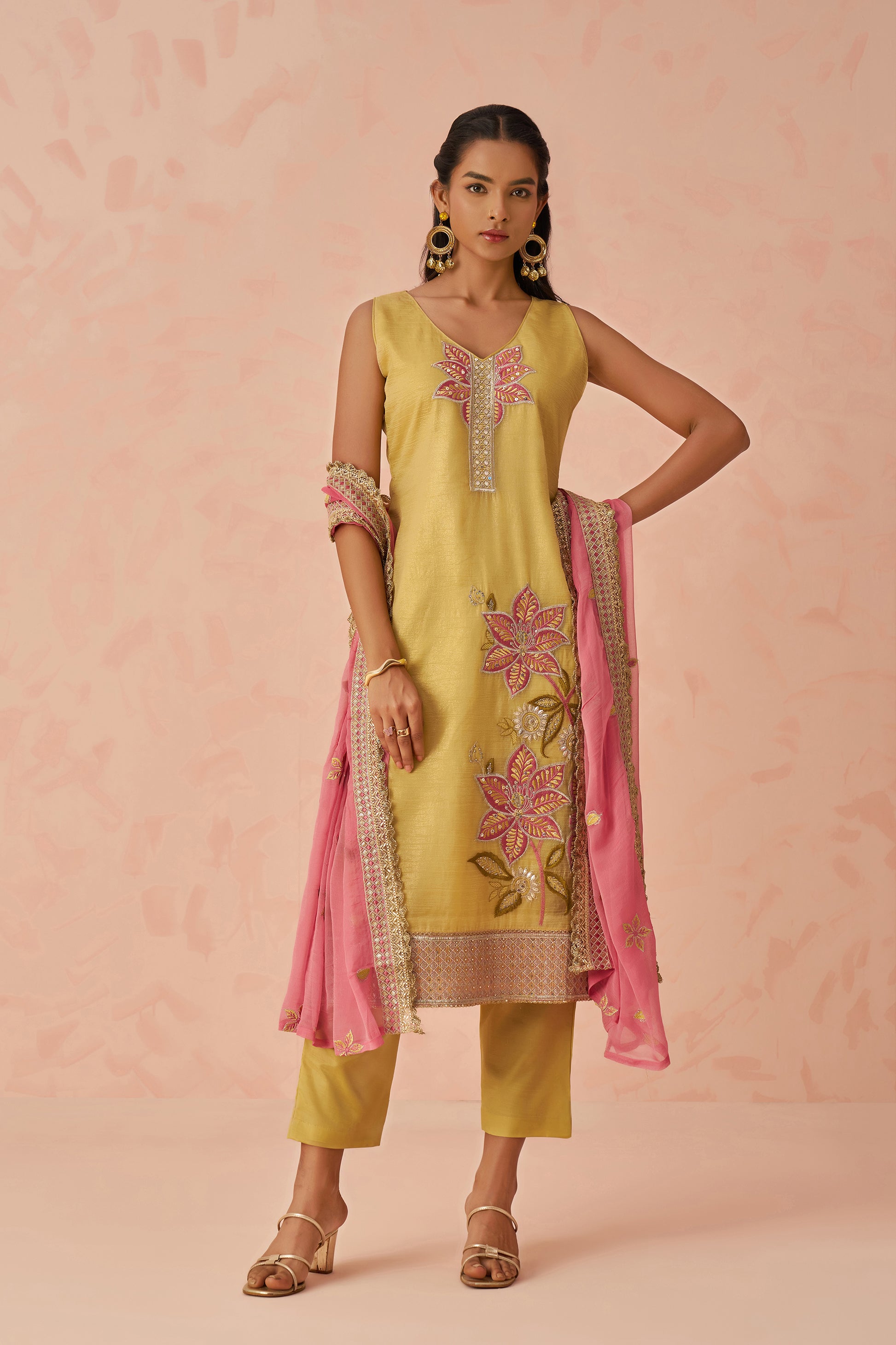 Mustard kurta and dull santoon pants for festive look