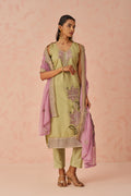 Chiffon dupatta with handwork on mustard kurti set