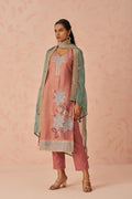 Floral embroidery mauve kurti suit with festive styling
