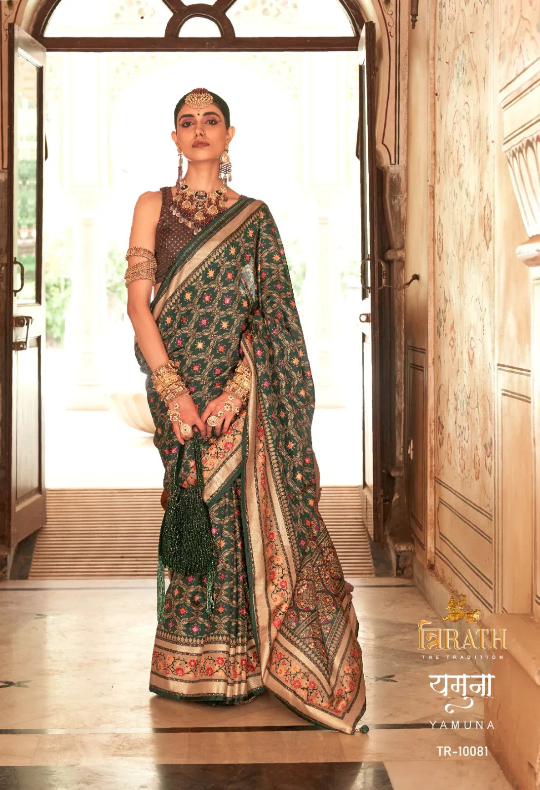 Yamuna By Trirath Banarasi Print Saree D.No. Tr-10081 - Anant Exports
