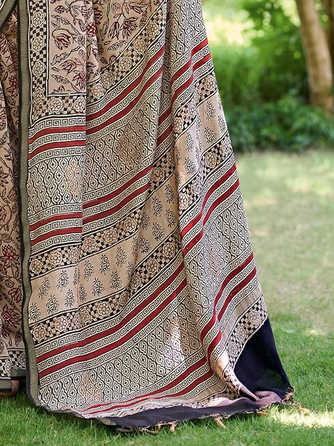 Mulmul Cotton Handblock Print Saree
