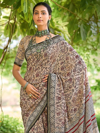 Mulmul Cotton Handblock Print Saree