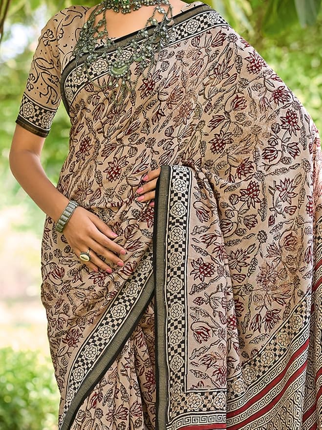 Mulmul Cotton Handblock Print Saree