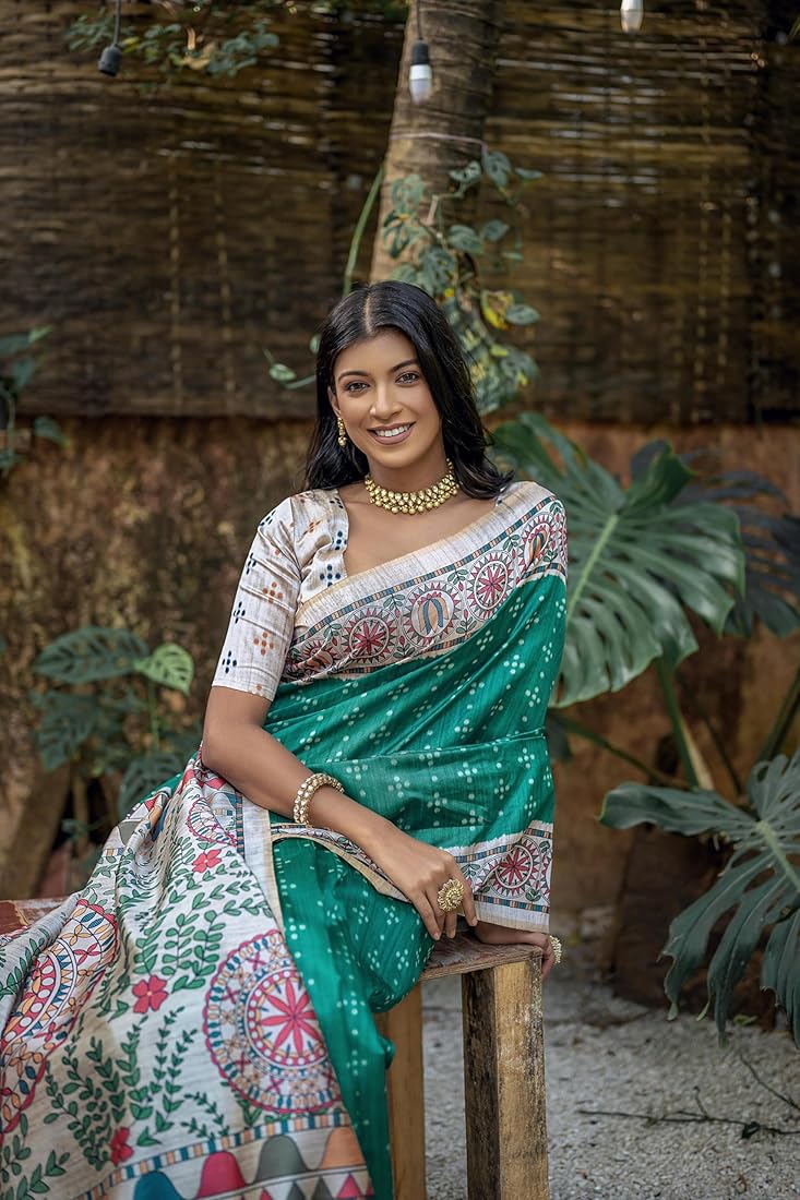 Rama Pure Soft Tussar Silk Madhubani Saree