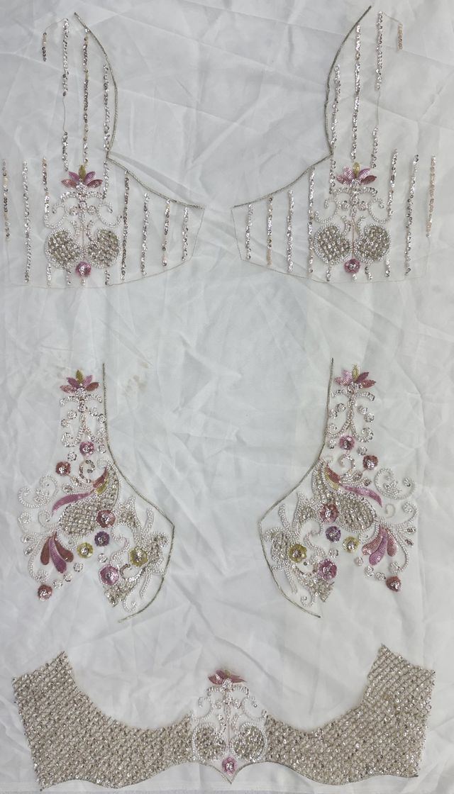 White Pure Heavy Net Motif Handwork Zari Sequins Work Bridal Lehenga Choli
