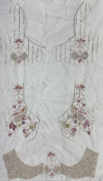 White Pure Heavy Net Motif Handwork Zari Sequins Work Bridal Lehenga Choli