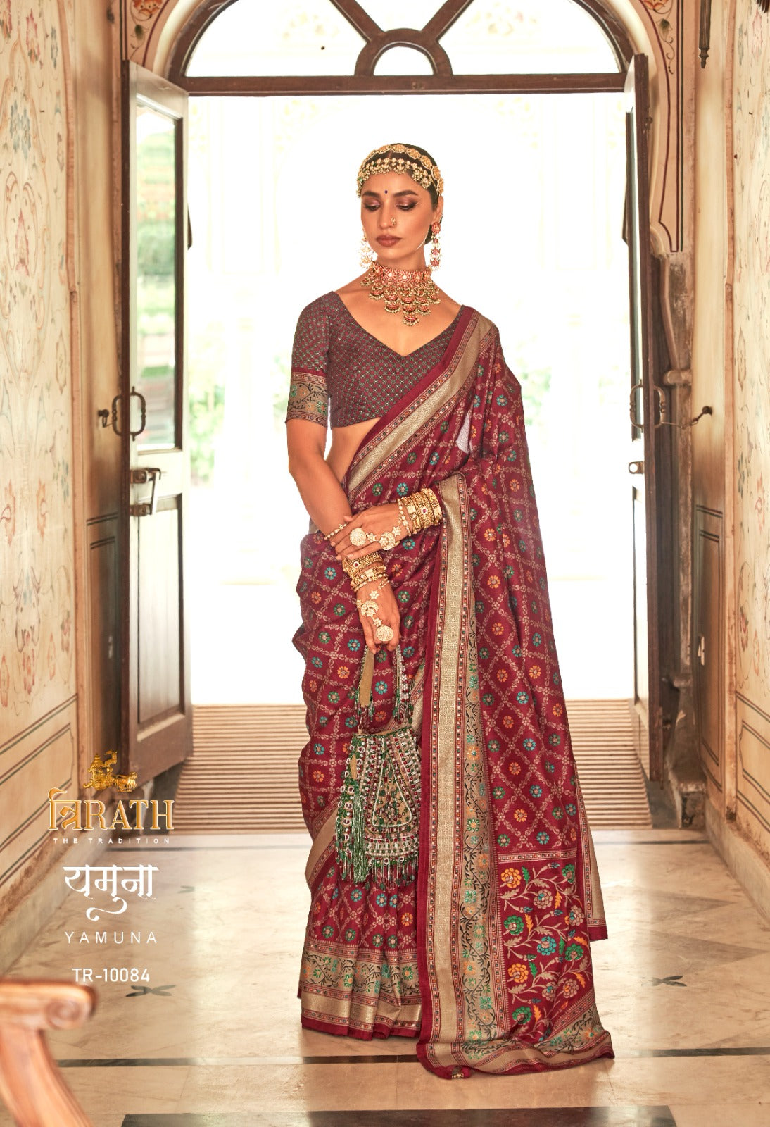Yamuna By Trirath Banarasi Print Saree D.No. Tr-10084