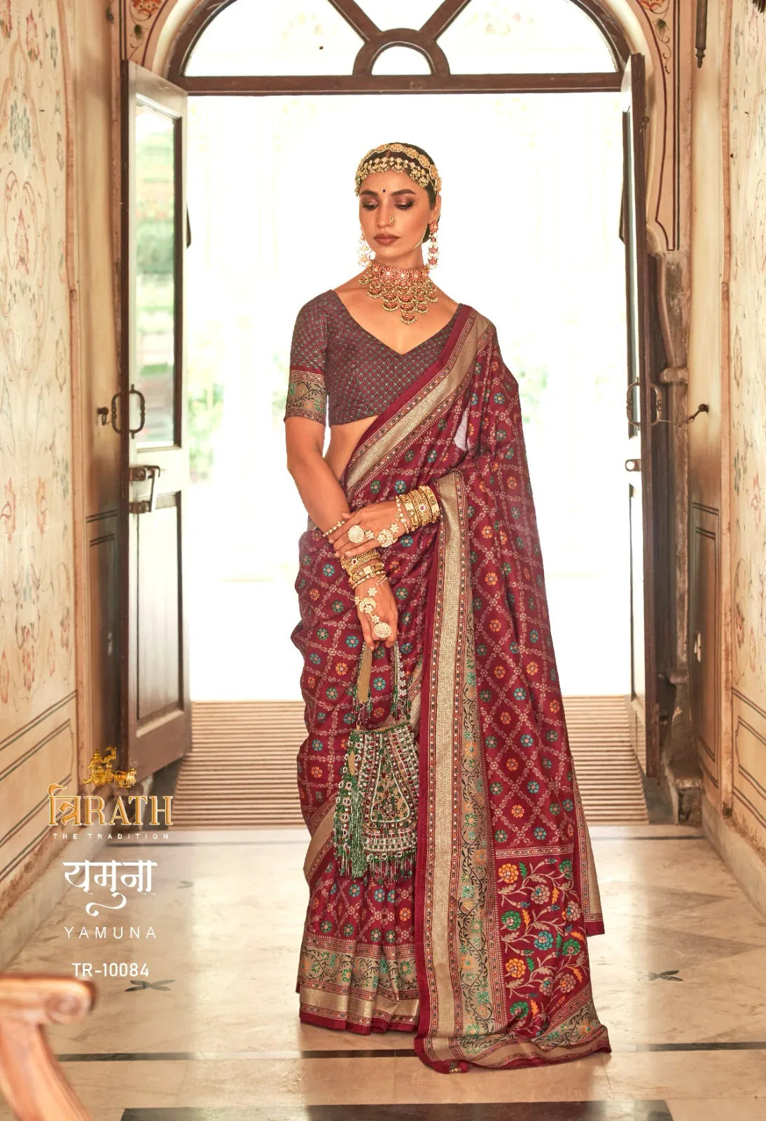 Yamuna By Trirath Banarasi Print Saree D.No. Tr-10084 - Anant Exports