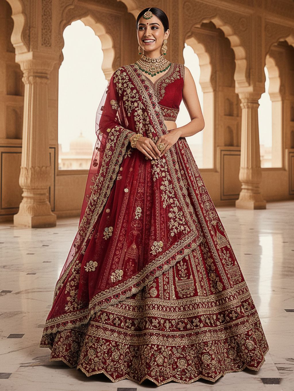 Red Pure Soft Silk Premium Bridal Lehenga Choli Wedding Lehenga Choli Anant Tex Exports Pvt.Ltd..