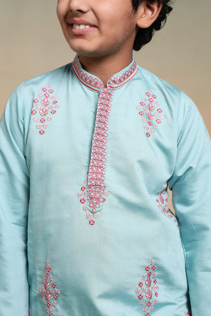 Sky Pure Viscose Silk Kids Boy Kurta Pajama 