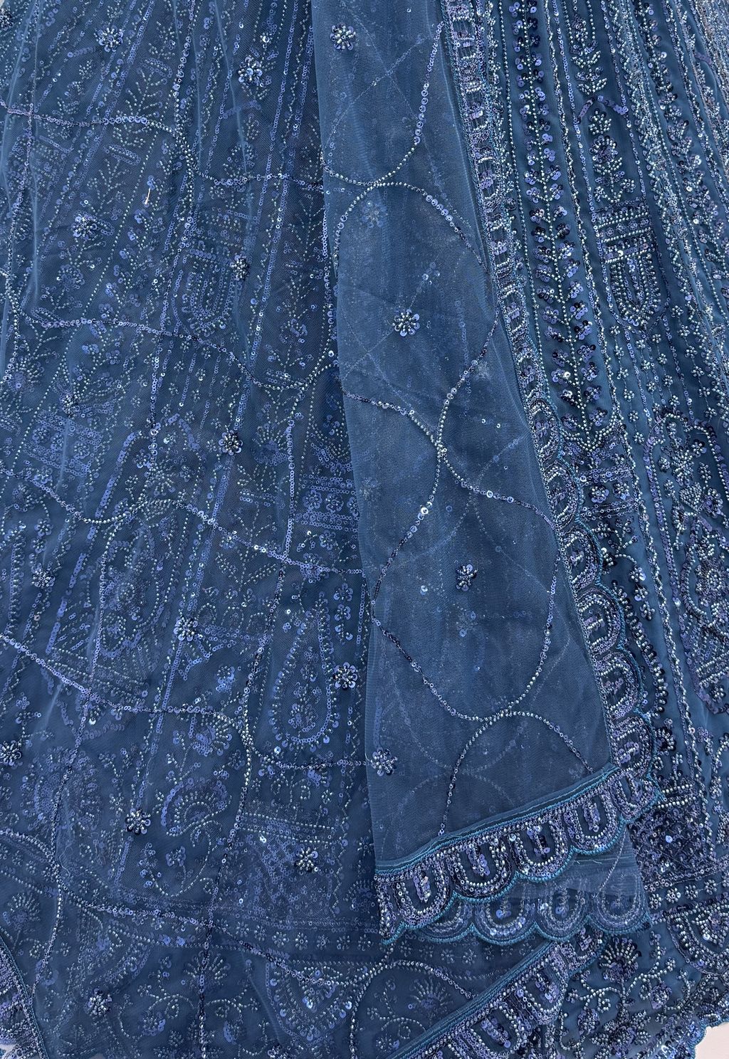 Blue Pure Soft Net Heavy Embroidery Work Bridal Lehenga ##color## Bridal Lehenga with premium fabric and embroidery