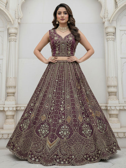 Onion Pure Soft Orgenza Sequins Work Bridal Lehenga Choli Organza Lehenga Choli Anant Tex Exports Pvt.Ltd..