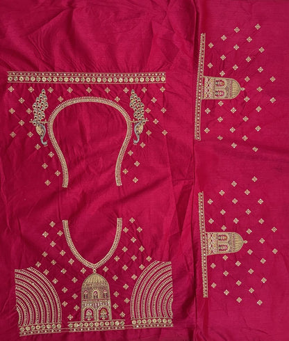Pink Pure Soft Gadwal Silk Heavy Embroidery Work Bridal Lehenga 
