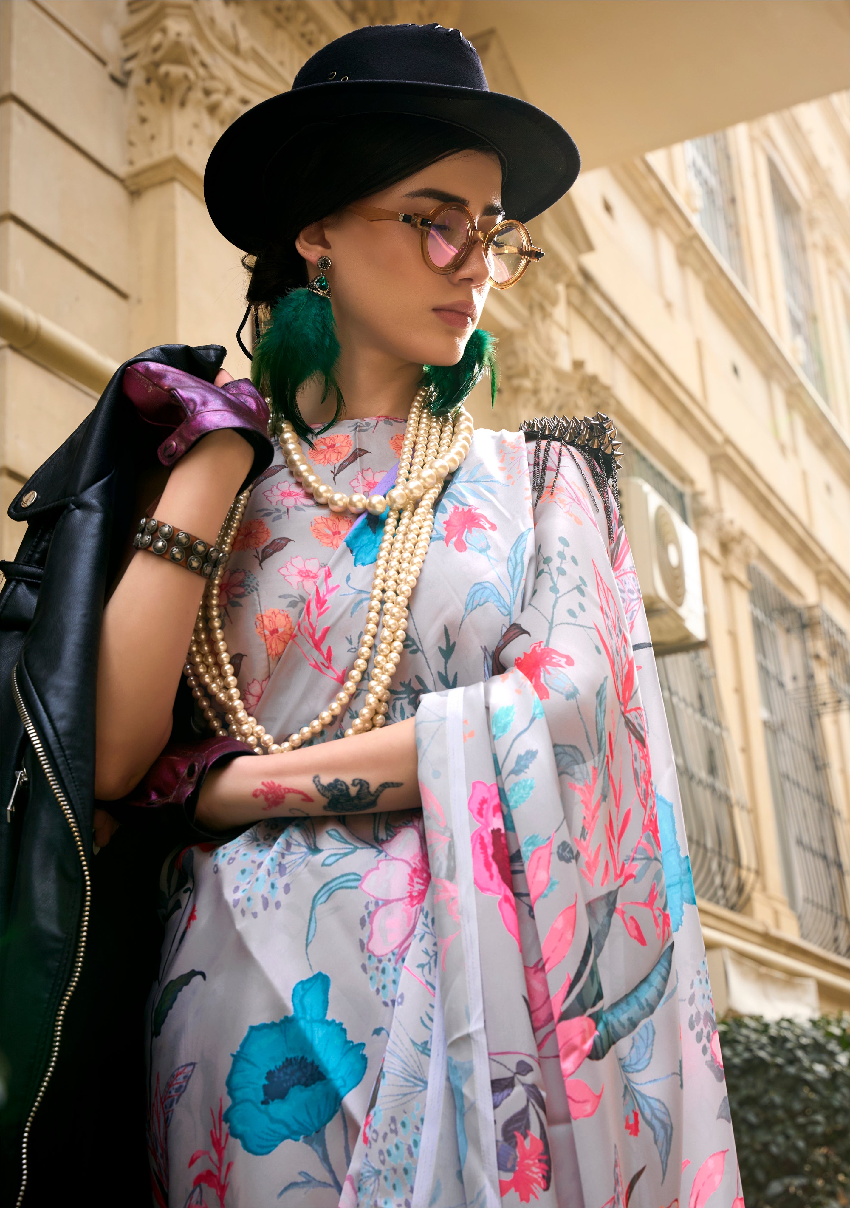 Beautiful Casual Wear Satin Georgette With Digital Print Saree