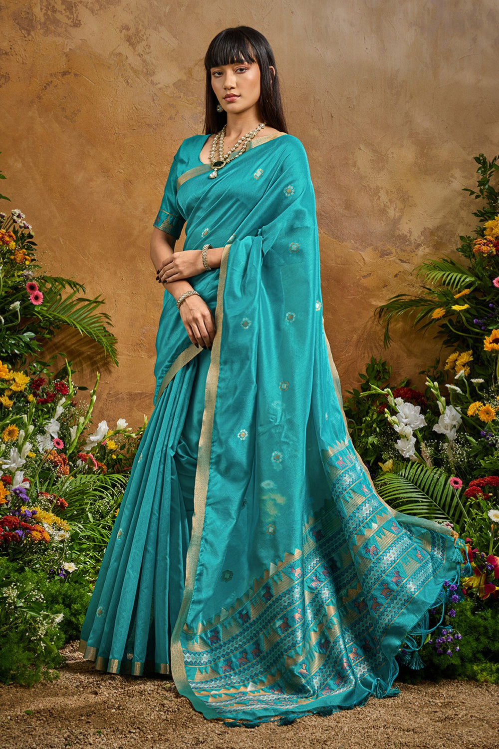 Blue Pure Soft Tussar Handloom Silk Saree 