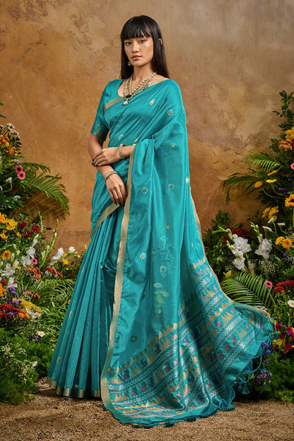 Blue Pure Soft Tussar Handloom Silk Saree 