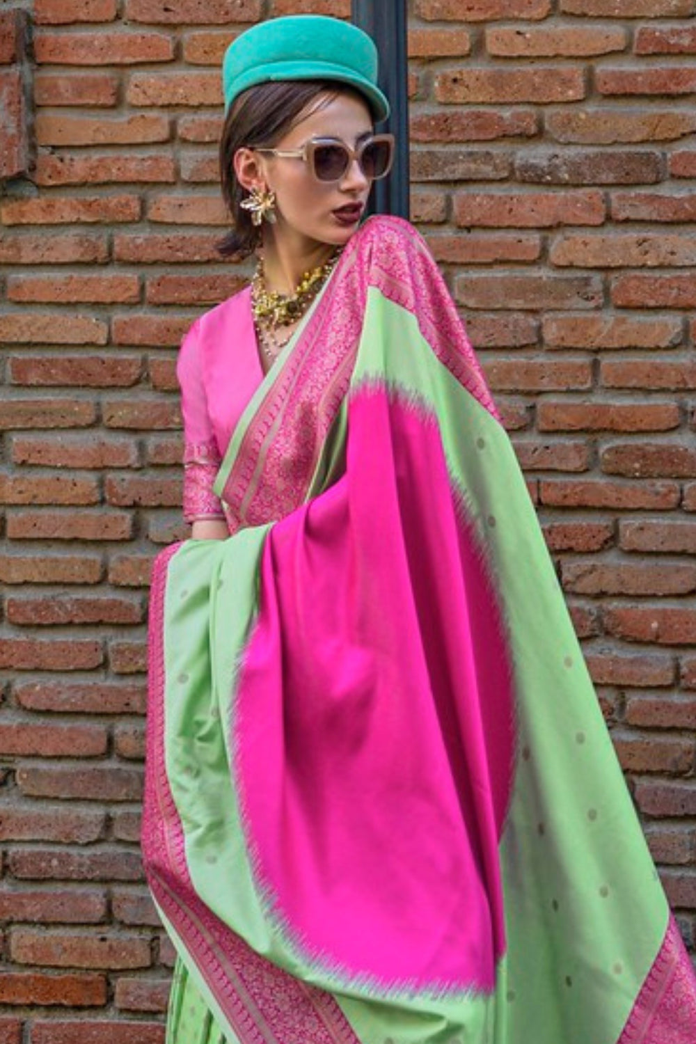 Pista Green Pure Soft Banarasi Handloom Banarasi Saree 