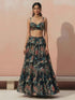 Black Floral Printed Georgette Lehenga Choli Set Crop-top Lehenga Choli Set Anant Tex Exports Pvt.Ltd..