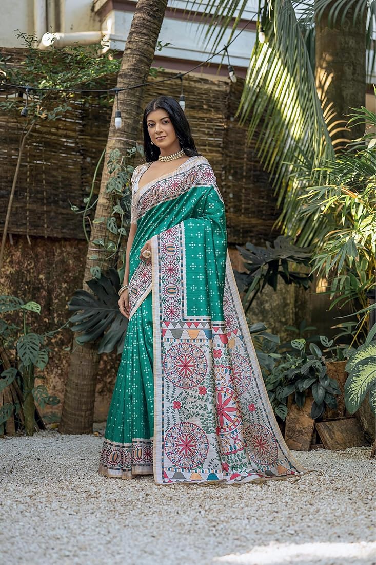 Rama Pure Soft Tussar Silk Madhubani Saree