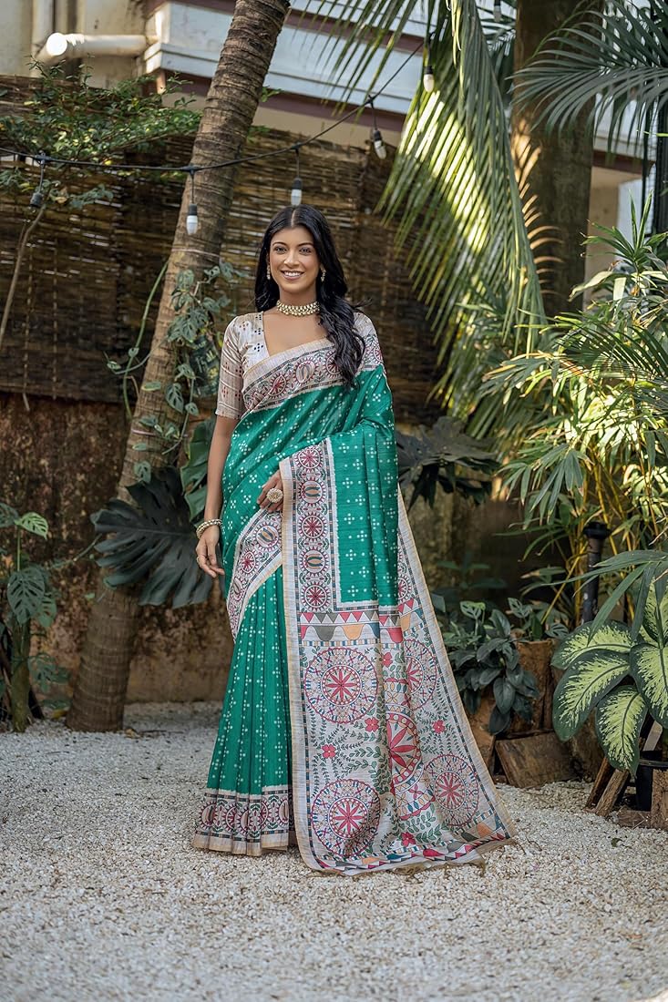 Rama Pure Soft Tussar Silk Madhubani Saree