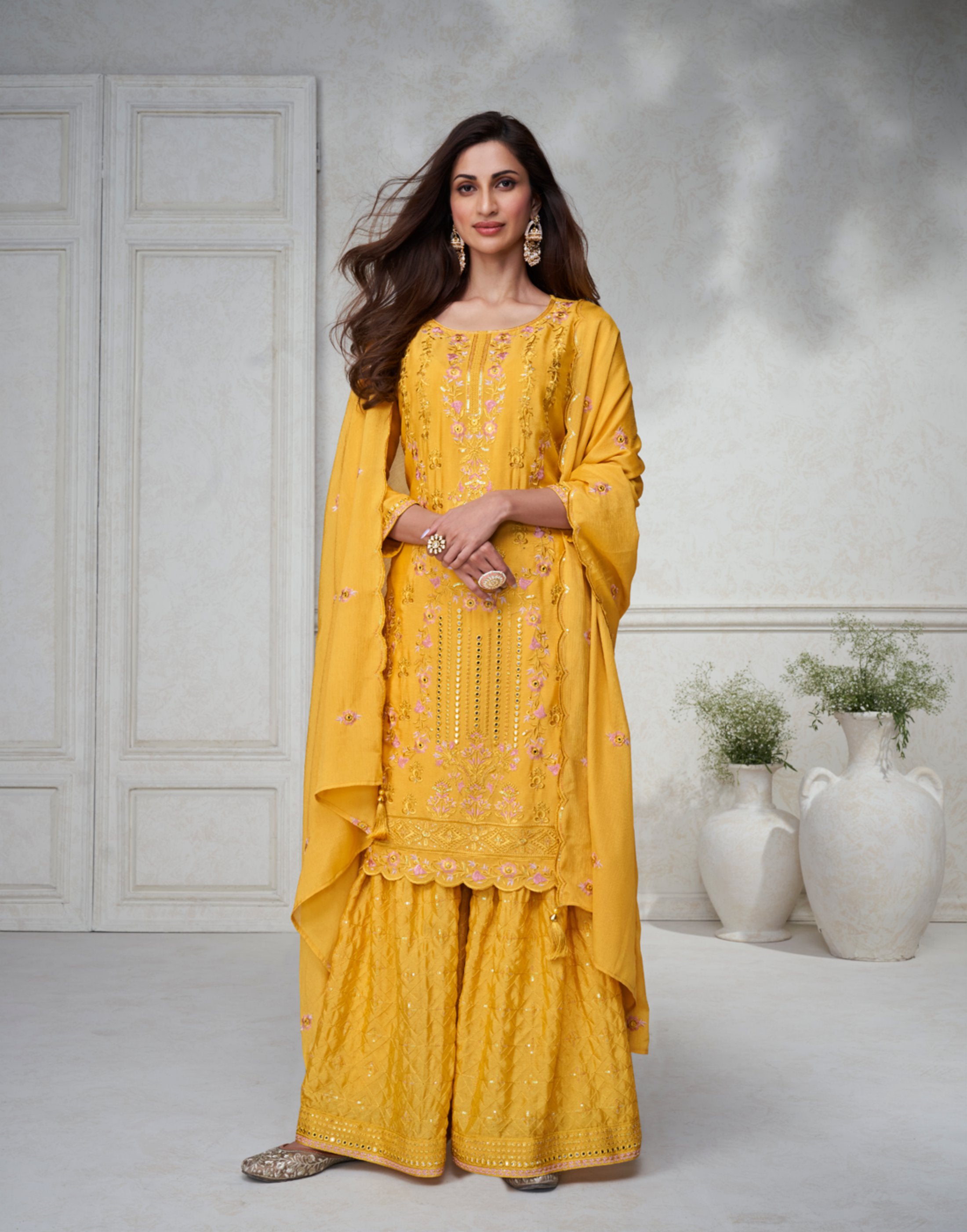 Designer Occasion Wear Premium Chinnon Silk Salwar Suit